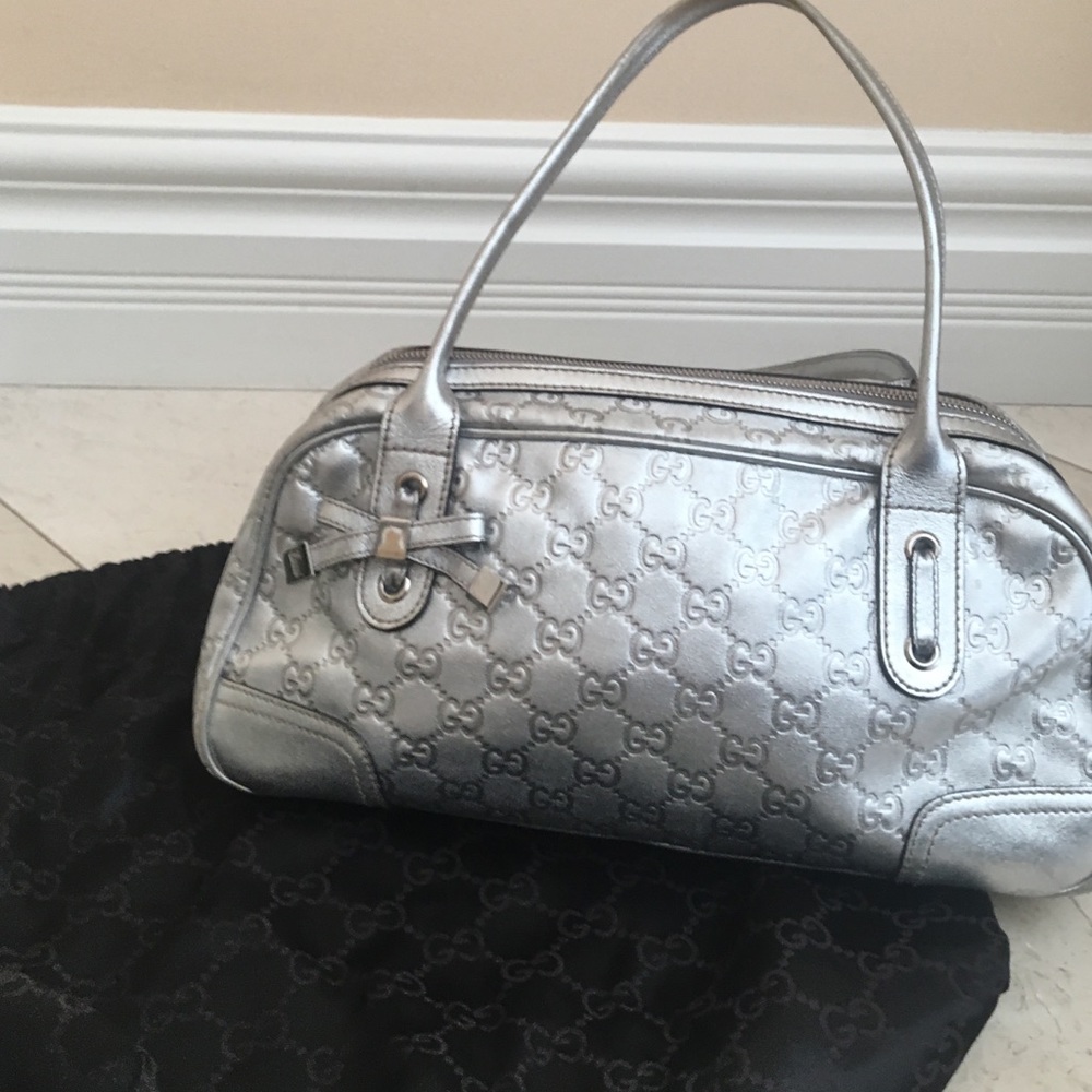 Gucci silver metallic bag